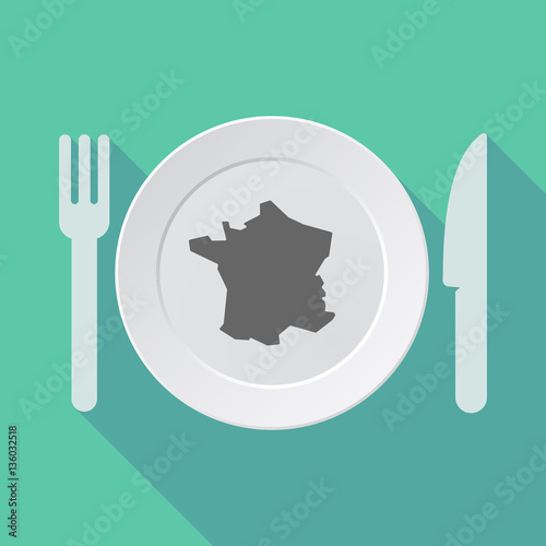 Long shadow tableware with  the map of France