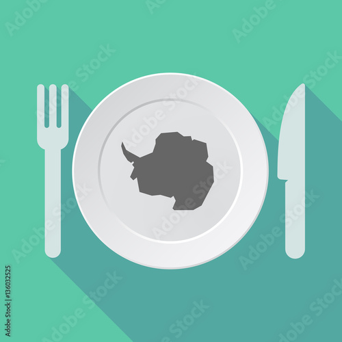 Long shadow tableware with the map of Antarctica
