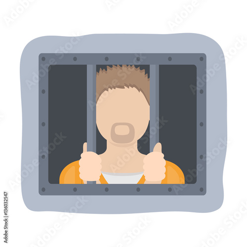 Prisoner icon in cartoon style isolated on white background. Police symbol stock vector illustration.