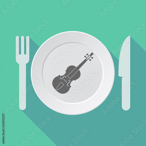 Long shadow tableware with a violin