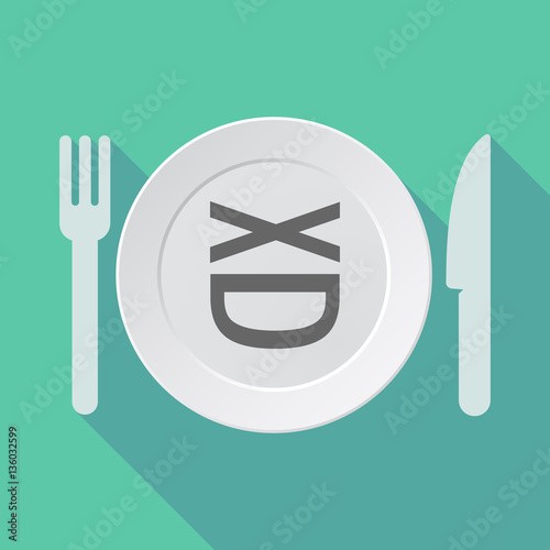 Long shadow tableware with   a laughing text face