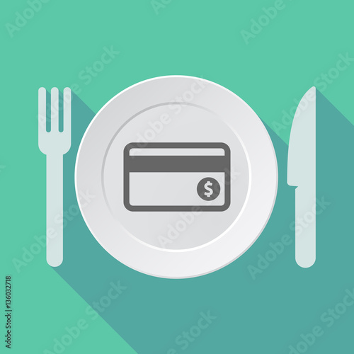 Long shadow tableware with  a credit card