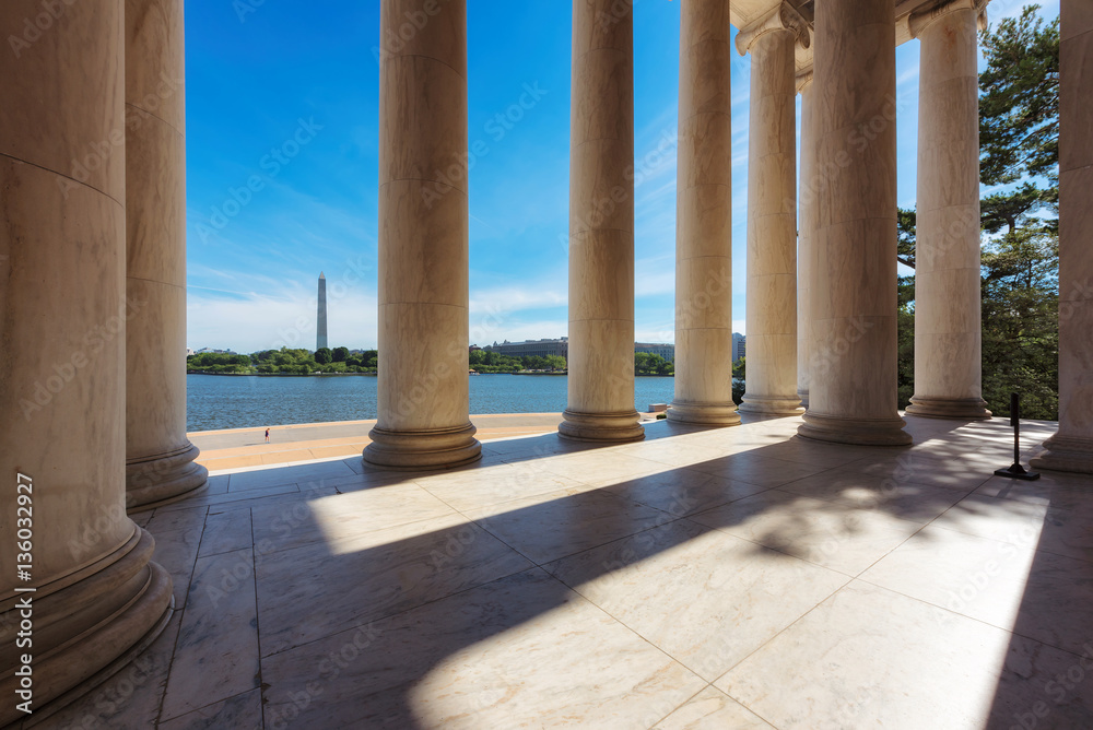 Washington DC from Jefferson Memorial in USA.