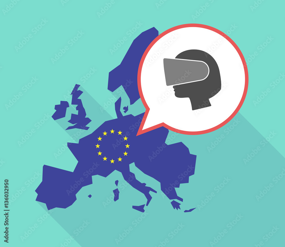 Map of the EU map with  a female head wearing a virtual reality