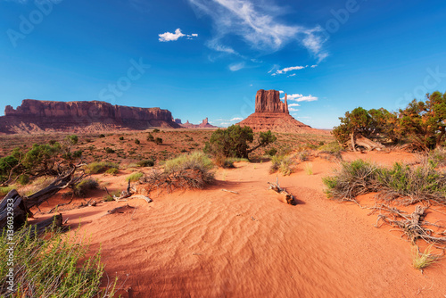 Sand dunes in desert in Monument Valley, Arizona, United States.
