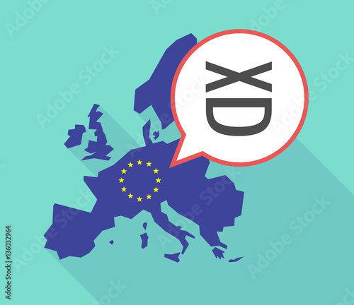 Map of the EU map with   a laughing text face
