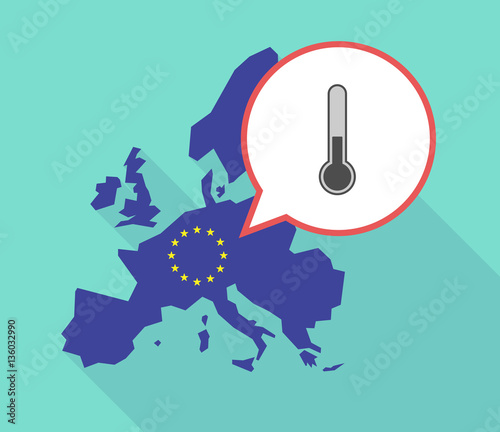 Map of the EU map with a thermometer icon