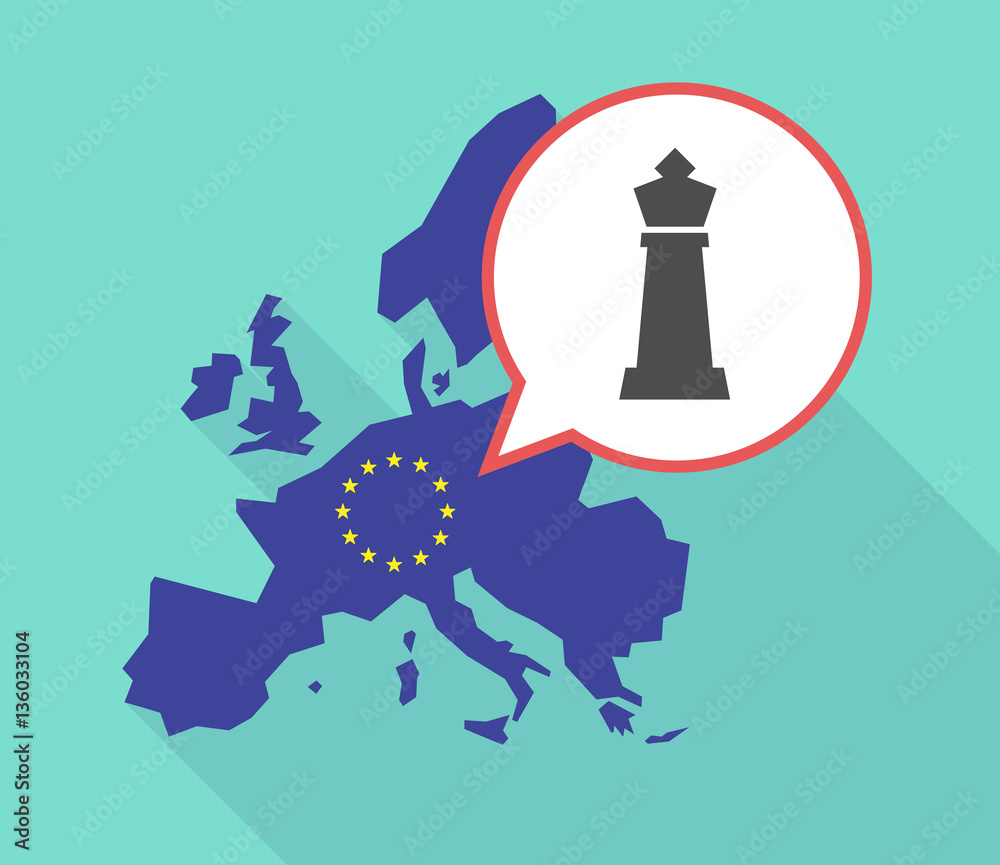 Map of the EU map with a  king   chess figure