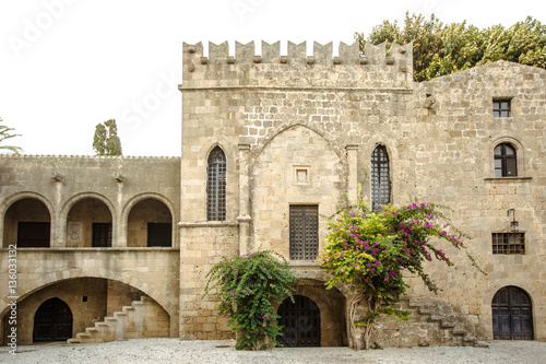 Antique architecture of the old town  Rhodes  Greece.