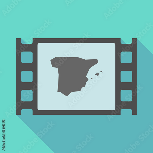Long shadow film frame with  the map of  Spain