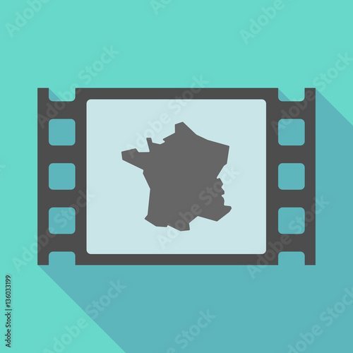 Long shadow film frame with  the map of France