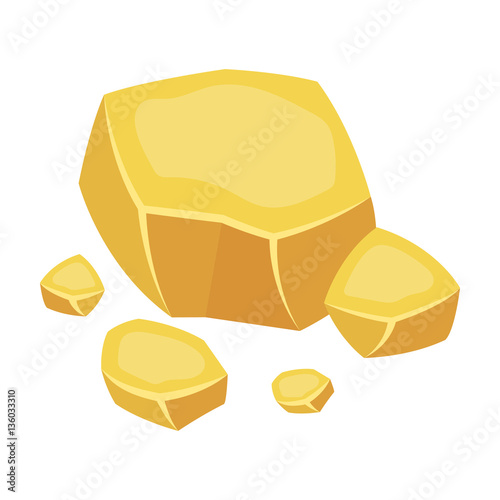 Copper ore icon in cartoon style isolated on white background. Precious minerals and jeweler symbol stock vector illustration.