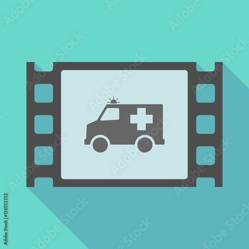 Long shadow film frame with  an ambulance icon