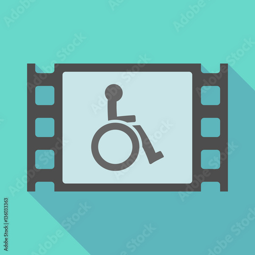 Long shadow film frame with  a human figure in a wheelchair icon