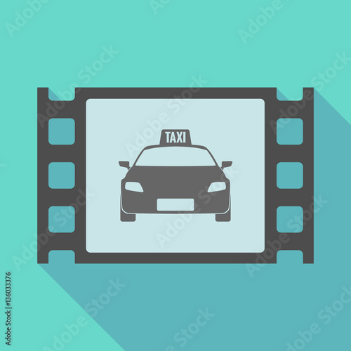 Long shadow film frame with  a taxi icon