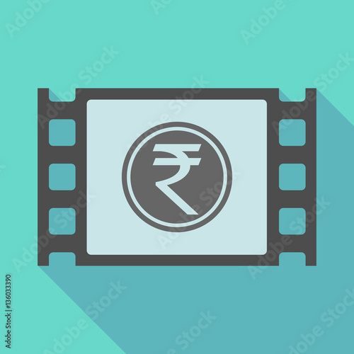 Long shadow film frame with  a rupee coin icon