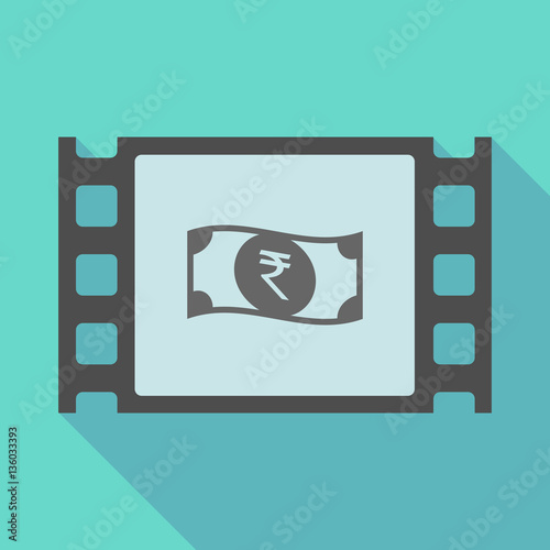 Long shadow film frame with  a rupee bank note icon