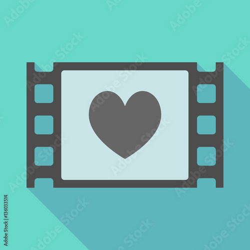 Long shadow film frame with  the heart poker playing card sign