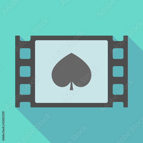 Long shadow film frame with  the  spade  poker playing card sign