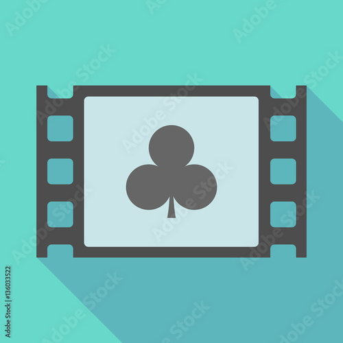 Long shadow film frame with  the  Club  poker playing card sign