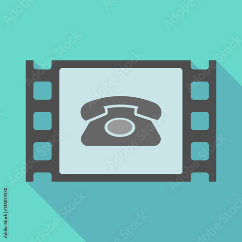 Long shadow film frame with  a retro telephone sign