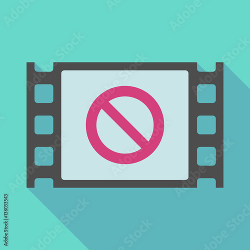 Long shadow film frame with  a forbidden sign