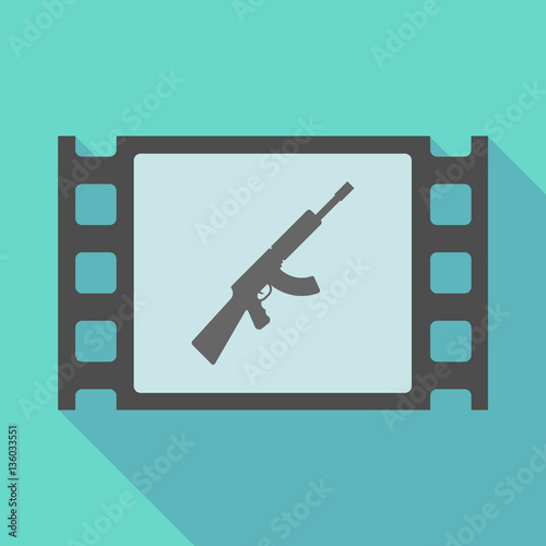 Long shadow film frame with  a machine gun sign