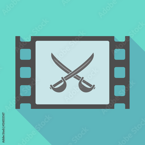 Long shadow film frame with  two swords crossed