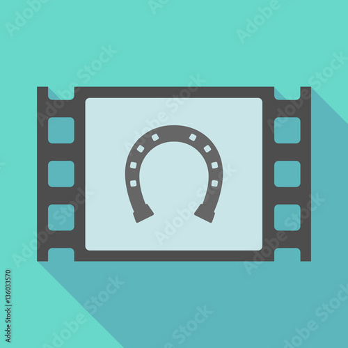 Long shadow film frame with  a horseshoe sign