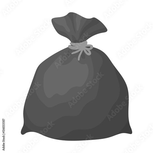 Garbage bag icon in monochrome style isolated on white background. Cleaning symbol stock vector illustration.
