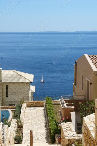 Sea view with a yacht in Greece. © dragunoff