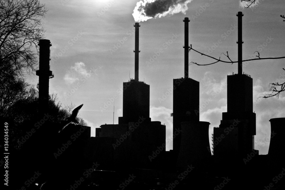 Flug vom Industrie Rauch Flug vom Industrie Rauch
