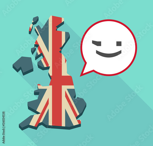 Map of UK with  a wink text face emoticon