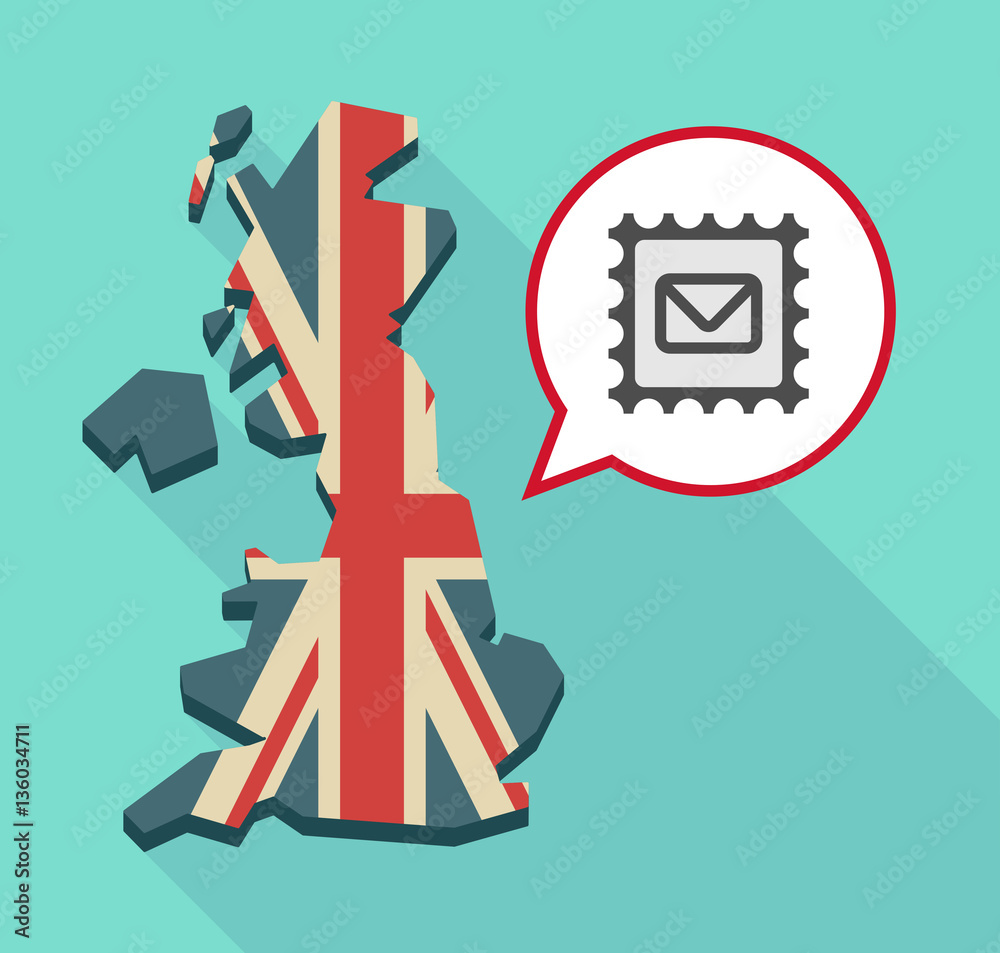Map of UK with a mail stamp sign Map of UK with a mail stamp sign