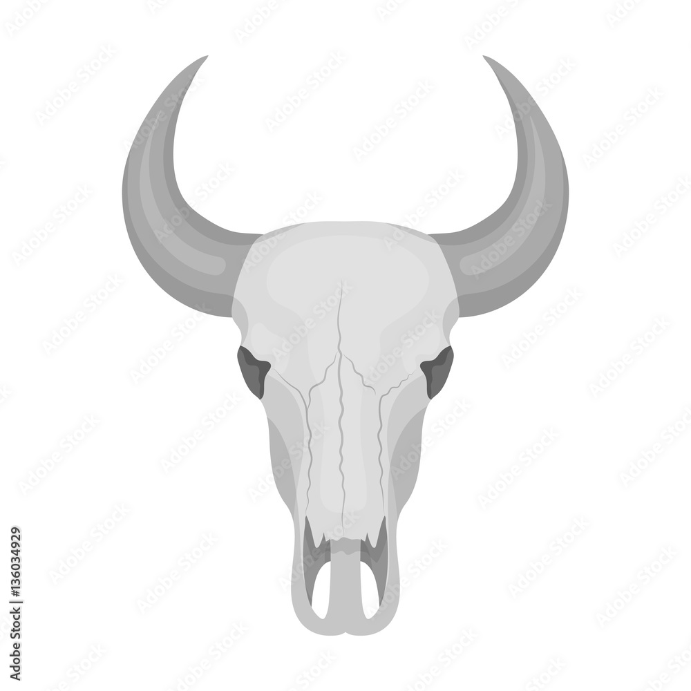 Bull skull icon in monochrome style isolated on white background. Rodeo ...