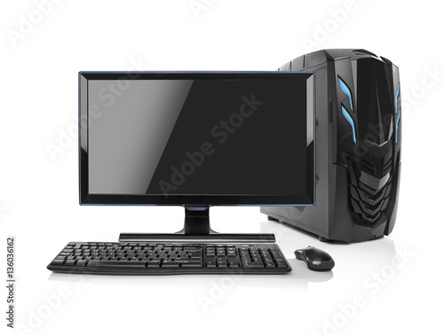 Modern desktop PC computer isolated.