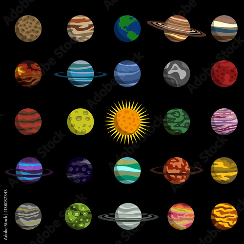 planet of the solar system flat icon set © egorvector