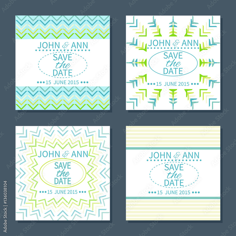 Set of save the date cards. Set of save the date cards.