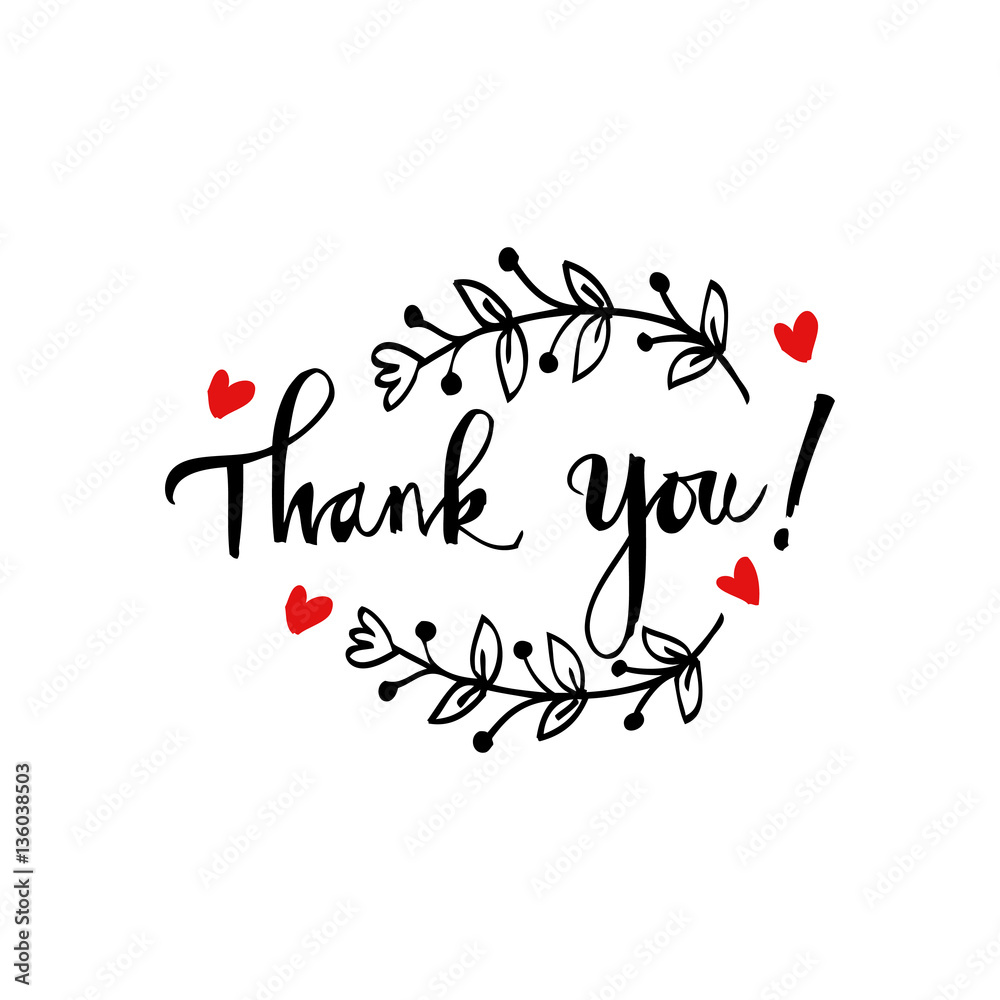 Lettering Thank you. Hand drawing illustration