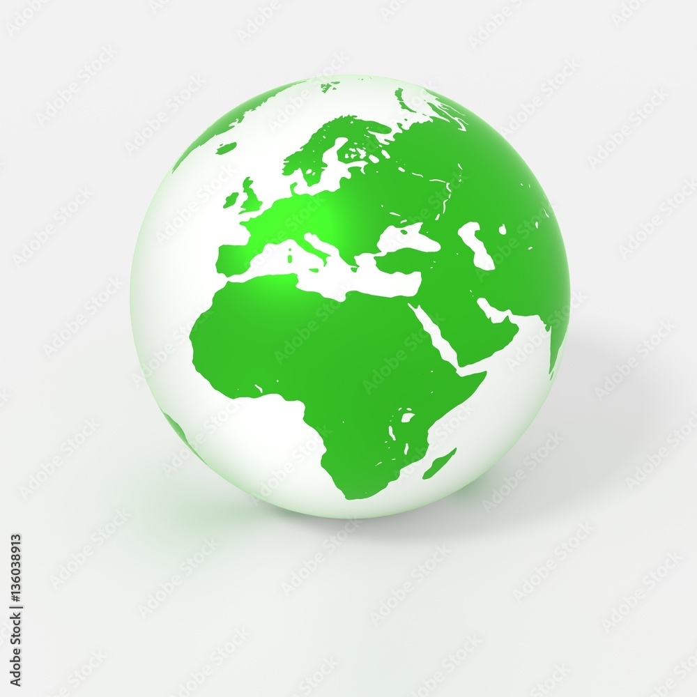 Green globe isolated on white with europe in the spotlight Green globe isolated on white with europe in the spotlight