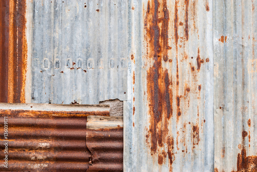 Rusty Corrugated Metal Sheet Background/ Texture