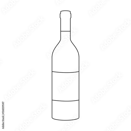 Bottle of red wine icon in outline style isolated on white background. Wine production symbol stock vector illustration.