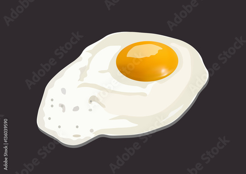 Fresh fried egg on a dark background.Vector Illustration.