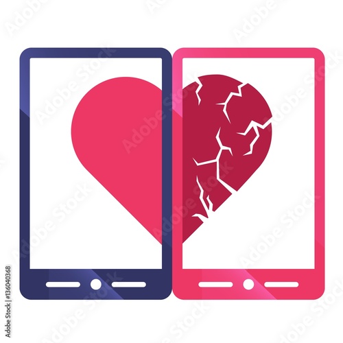 Hearts in cells. Broken heart. Unrequited love concept art. Huma