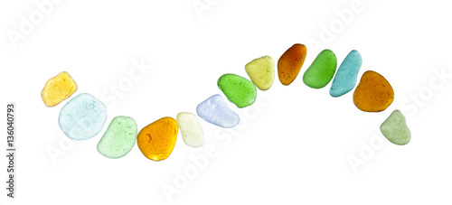 Bild auf Leinwand sea glass peices on white