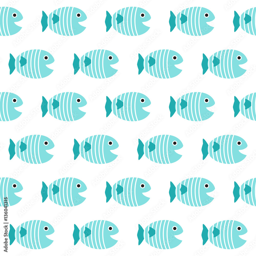 Fototapeta premium Fish seamless pattern. Vector illustration.