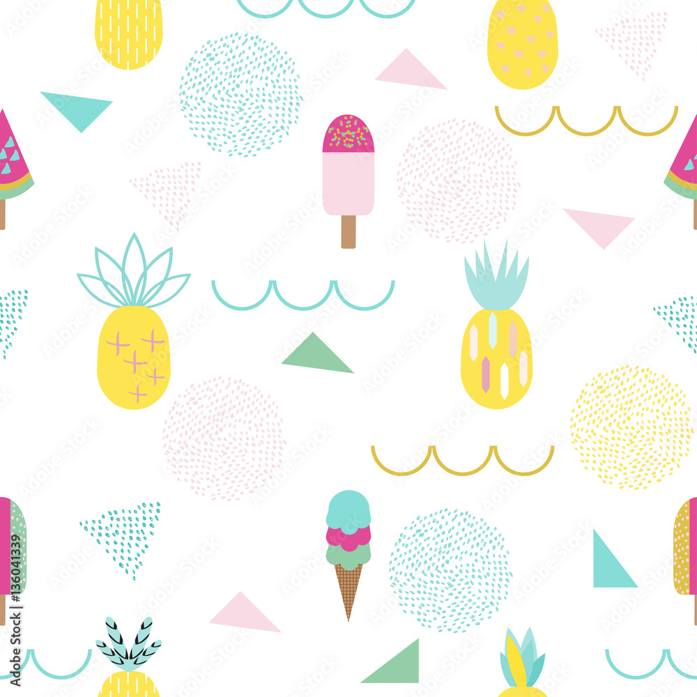 Ice cream and  pineapple pattern