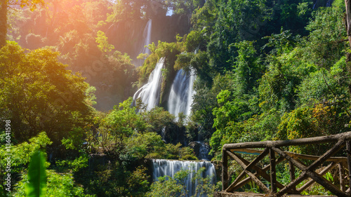 The Thi Lo Su or Thee Lor Sue Waterfall  located in the Umphang Wildlife Sanctuary  a UNESCO World Heritage site  and claimed to be the largest and highest waterfall in Thailand 