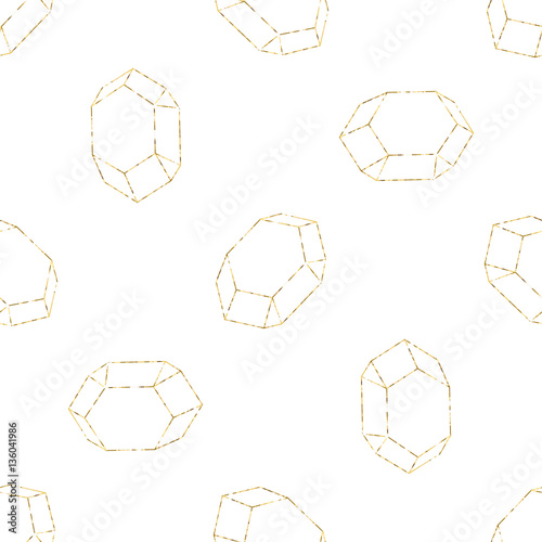 Gold gemstones seamless pattern. Vector illustration. 