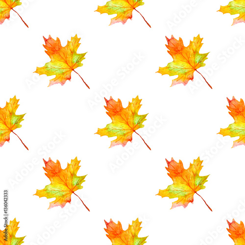 Watercolor autumn seamless pattern.